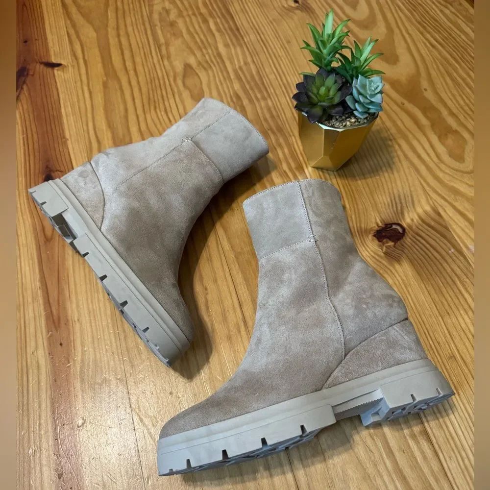 Softwaves Annina Leather Suede Boots Heeled Sahara Khaki Women’s Size 38.5/8